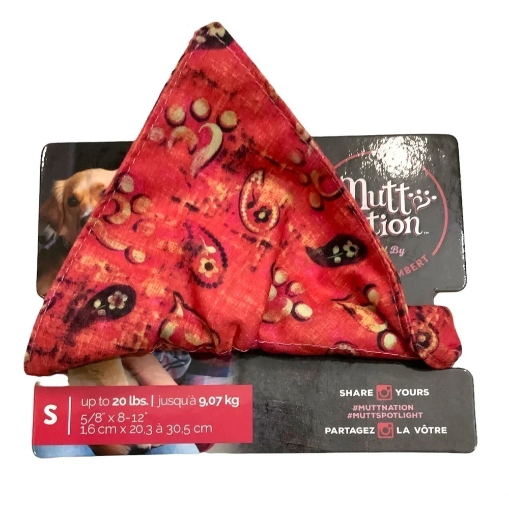 Mutt Nation Leather Collar Buckle with Slip on Bandana Small Up to 20 LB Pet